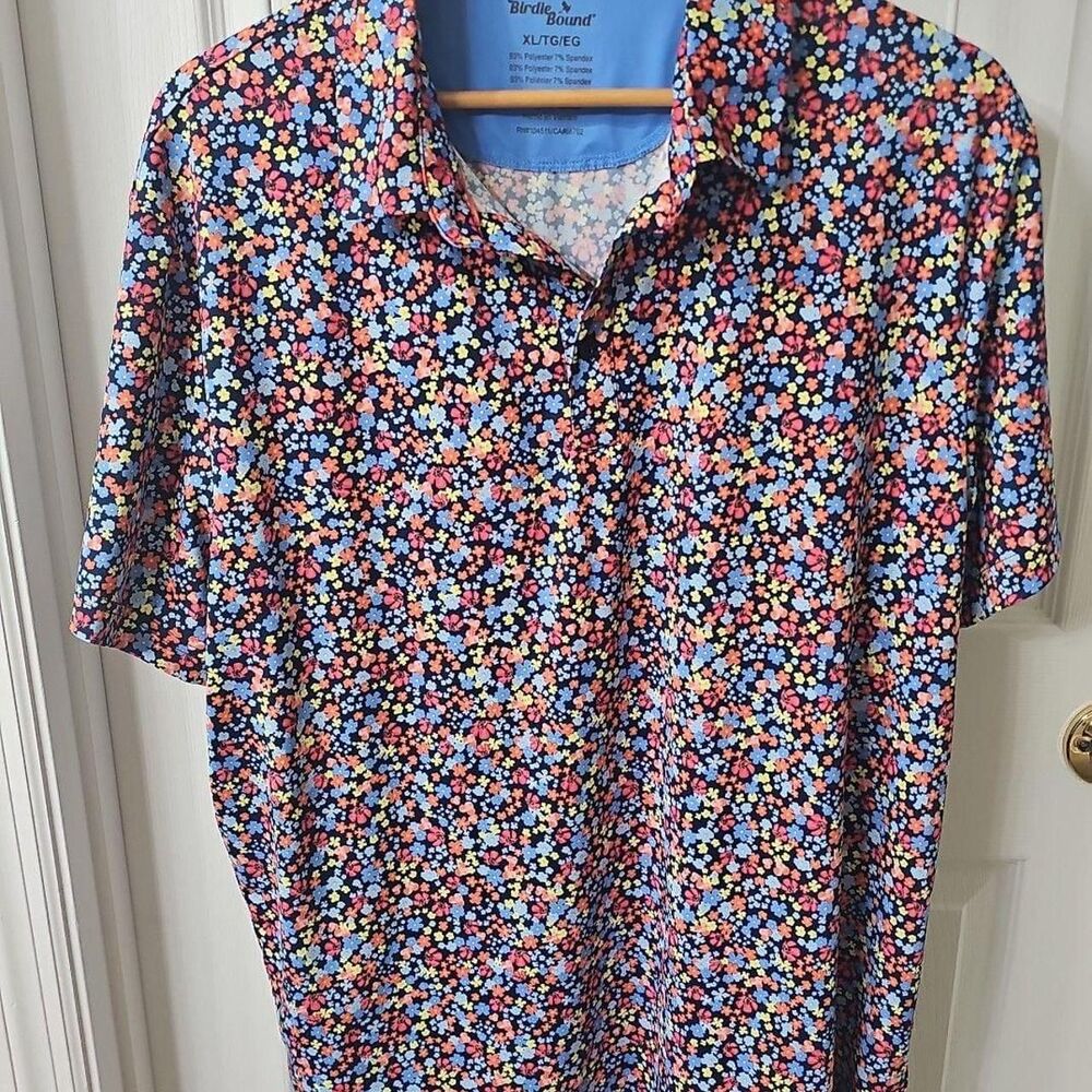 Birdie Bound Floral Print Performance Polo Shirt XL